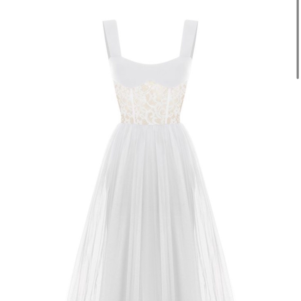 Rasario white corset dress - tulle, crepe, and lace- FR 36, size 0 or 2 USA